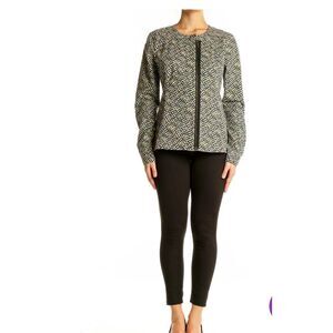 Women's CABI‎ Green Patterned Zip-Up Jacket size MD cotton